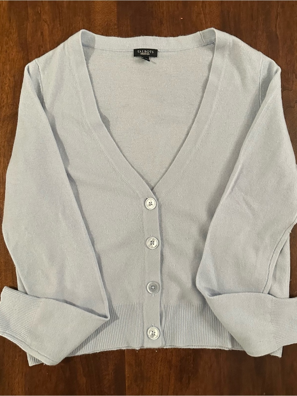 Wool and Angora Pale Blue Lightweight Talbots Cardigan